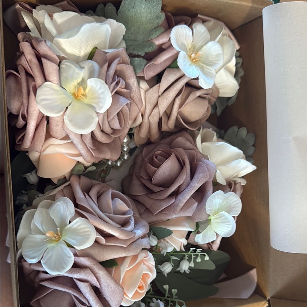 Silk flower corsages - wedding prom 4 pack with wrist bands and pins